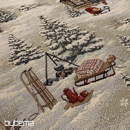Nappe tapisserie, écharpe PAYSAGE D&#39;HIVER TOUT