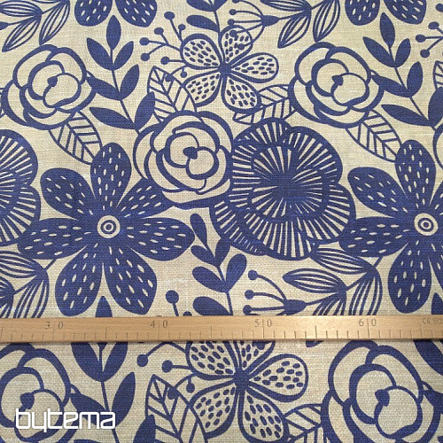 Tissu décoratif PIPO FLEUR BLEUE