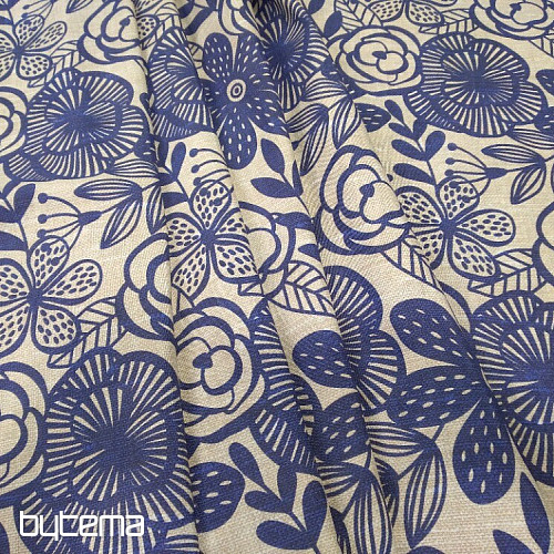 Tissu décoratif PIPO FLEUR BLEUE