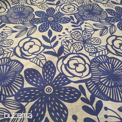 Tissu décoratif PIPO FLEUR BLEUE