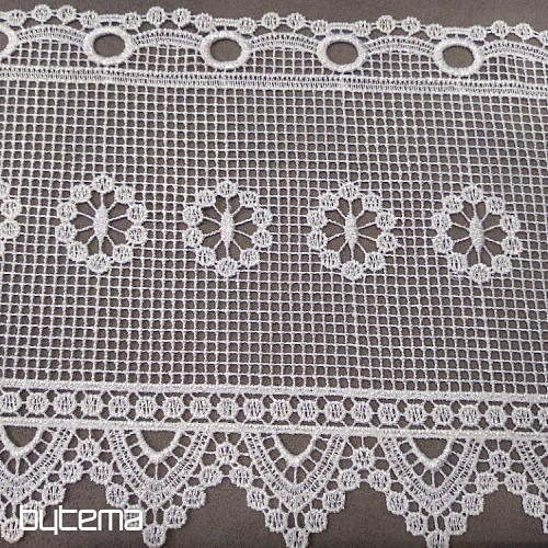 Rideau brodé de luxe GERSTER pour vitrail avec une fleur 263/023/0001