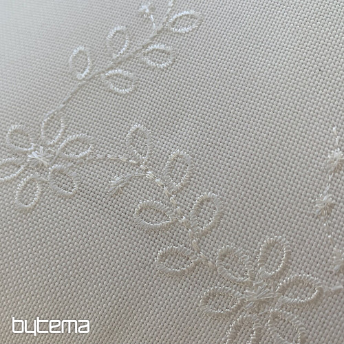 Housse brodée FLEURS blanc 40x40