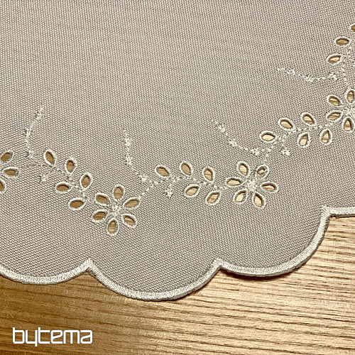 Nappe brodée et ovale FLEURS BRODÉES blanc