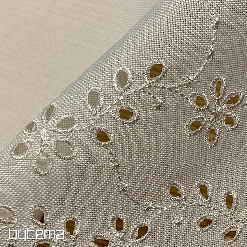 Nappe brodée et ovale FLEURS BRODÉES blanc