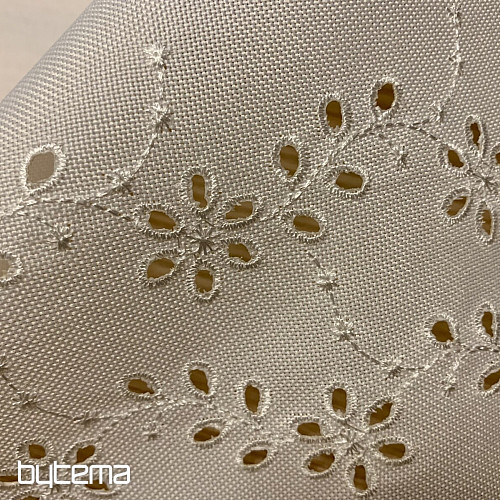 Nappe brodée et ovale FLEURS BRODÉES blanc