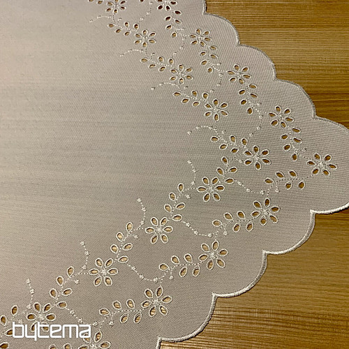 Nappe brodée et ovale FLEURS BRODÉES blanc
