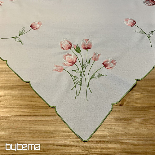 Nappe brodée et TULIPES ovales brodées