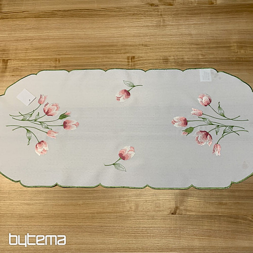 Nappe brodée et TULIPES ovales brodées