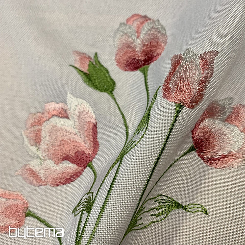 Nappe brodée et TULIPES ovales brodées
