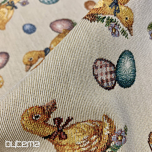Nappe et foulards Gobelin Pâques JAUNE BURNS