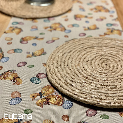 Nappe et foulards Gobelin Pâques JAUNE BURNS
