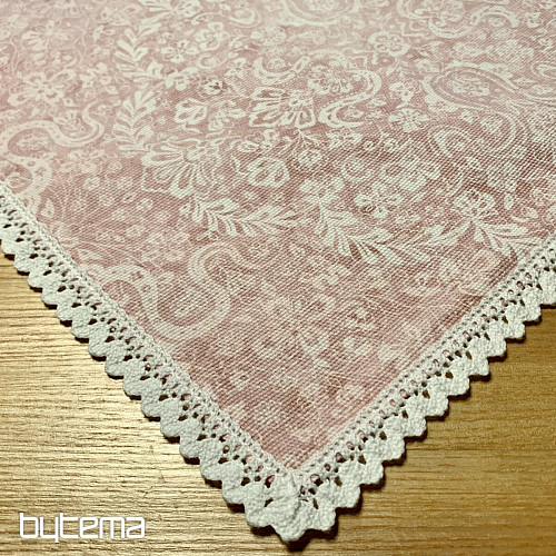 Nappe vieux rose avec dentelle 70x70