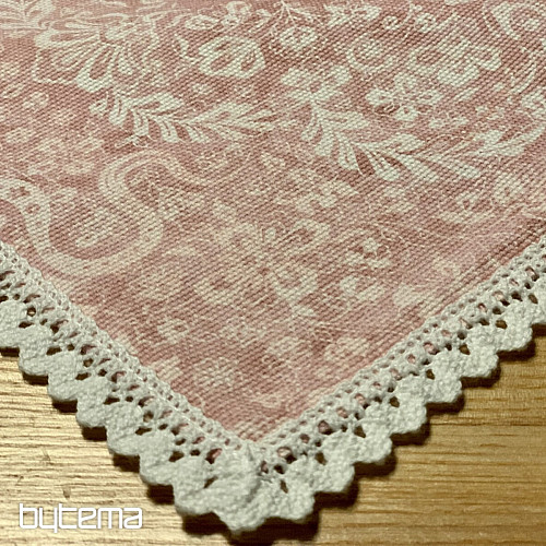 Nappe vieux rose avec dentelle 70x70