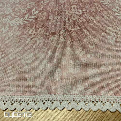 Nappe vieux rose avec dentelle 70x70