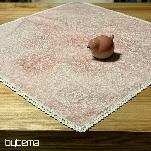 Nappe vieux rose avec dentelle 70x70