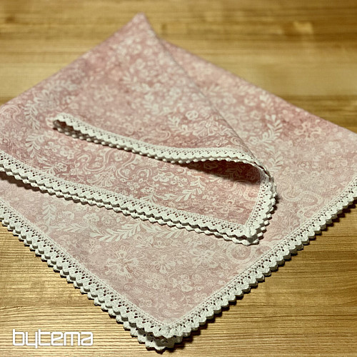 Nappe vieux rose avec dentelle 70x70