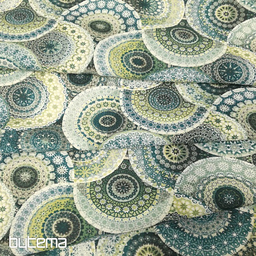 Tissu déco MANDALA bleu vert