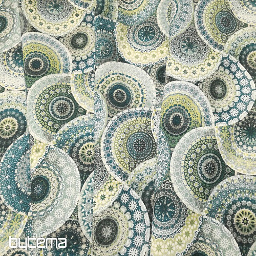 Tissu déco MANDALA bleu vert