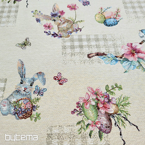 Tissu à tapisserie LAPIN DE PÂQUES BEIGE