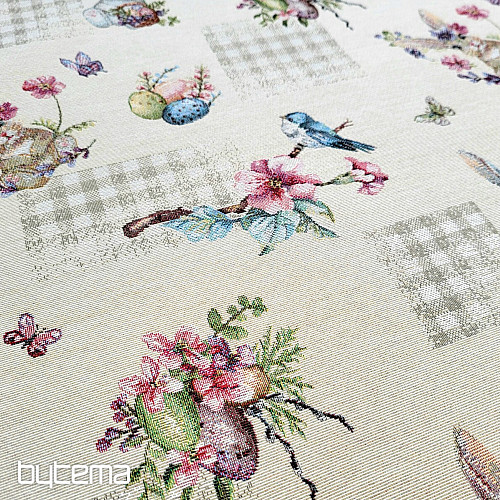 Tissu à tapisserie LAPIN DE PÂQUES BEIGE