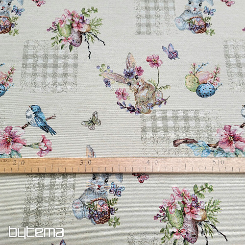 Tissu à tapisserie LAPIN DE PÂQUES BEIGE