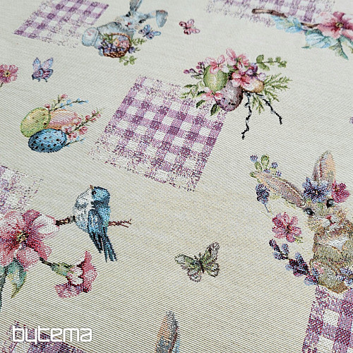 Tissu à tapisserie LAPIN DE PÂQUES LILAS