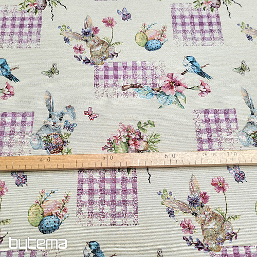 Tissu à tapisserie LAPIN DE PÂQUES LILAS