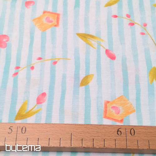 Tissu décoratif SPRING BLUE STRIPE