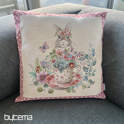 Housse de coussin tapisserie BARE IN A MUG rose