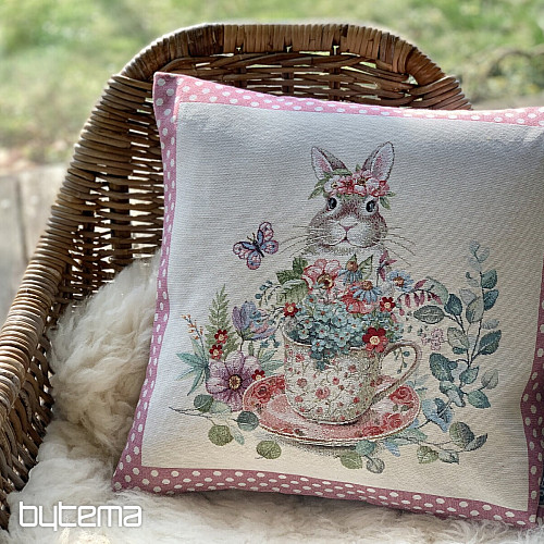Housse de coussin tapisserie BARE IN A MUG rose