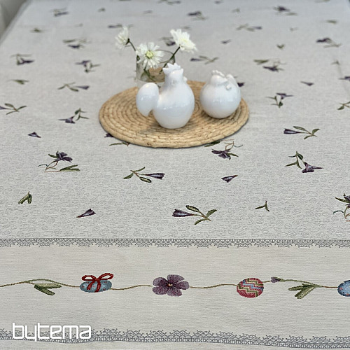 Nappe et foulard tapisserie OEUFS DE PÂQUES AU VIOLET