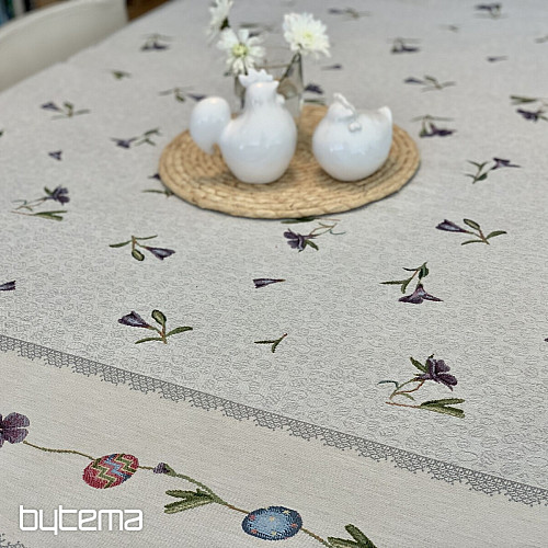 Nappe et foulard tapisserie OEUFS DE PÂQUES AU VIOLET