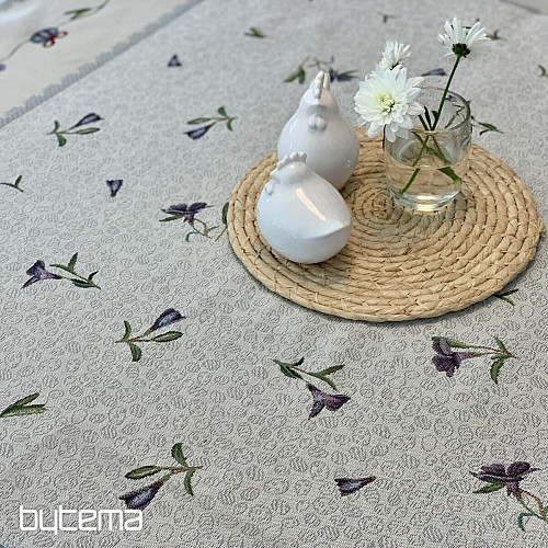 Nappe et foulard tapisserie OEUFS DE PÂQUES AU VIOLET