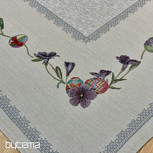 Nappe et foulard tapisserie OEUFS DE PÂQUES AU VIOLET
