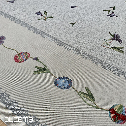 Nappe et foulard tapisserie OEUFS DE PÂQUES AU VIOLET