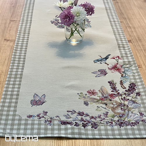 Nappe et écharpe tapisserie EASTER TIME carreaux beiges