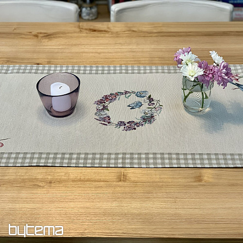Nappe et écharpe tapisserie EASTER TIME carreaux beiges