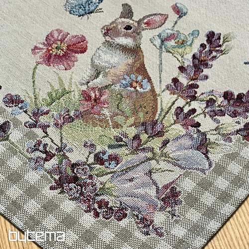 Nappe et écharpe tapisserie EASTER TIME carreaux beiges
