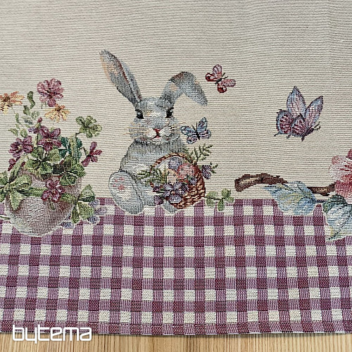 Nappe et écharpe tapisserie PÂQUES carreaux violets