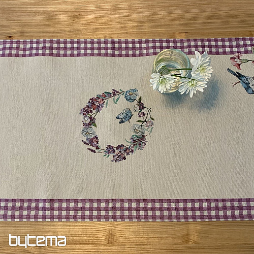 Nappe et écharpe tapisserie PÂQUES carreaux violets