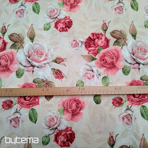 Tissu décoratif ROSE FLEURIE JULIANA