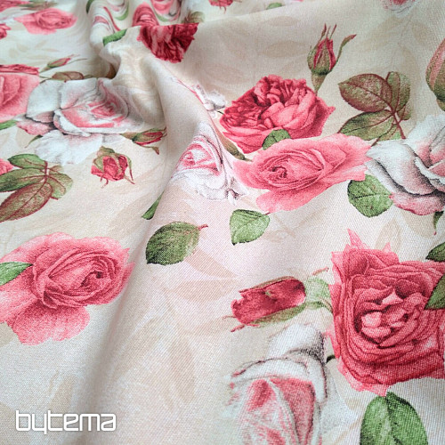 Tissu décoratif ROSE FLEURIE JULIANA