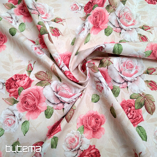 Tissu décoratif ROSE FLEURIE JULIANA