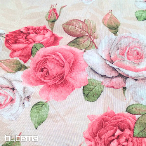 Tissu décoratif ROSE FLEURIE JULIANA