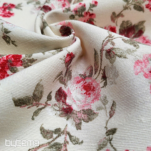 Tissu décoratif ROSE ROUGE ALISA