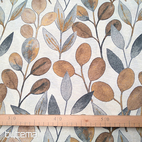 Tissu décoratif HOJAS FEUILLES GRIS