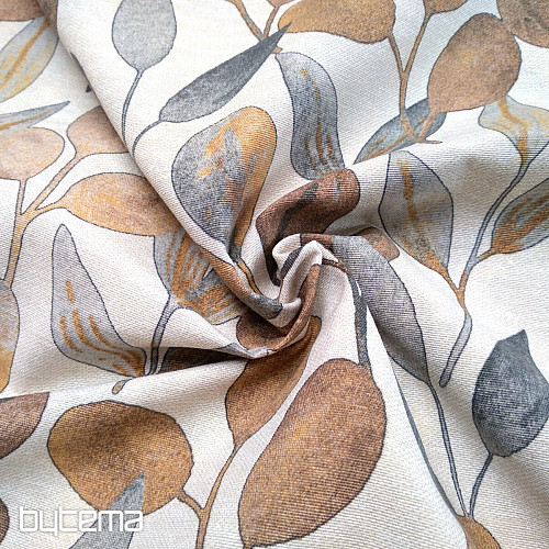Tissu décoratif HOJAS FEUILLES GRIS