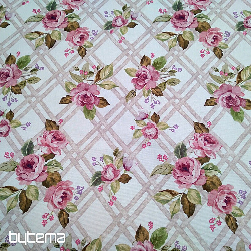 Tissu décoratif CASTLE ROSE GRID
