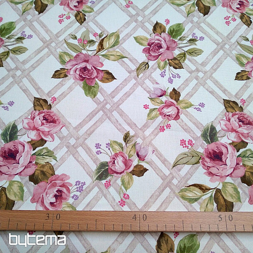 Tissu décoratif CASTLE ROSE GRID