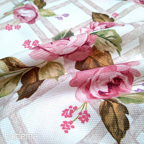 Tissu décoratif CASTLE ROSE GRID